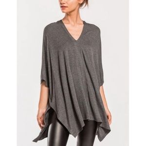 Charcoal over size v-neck poncho tunic